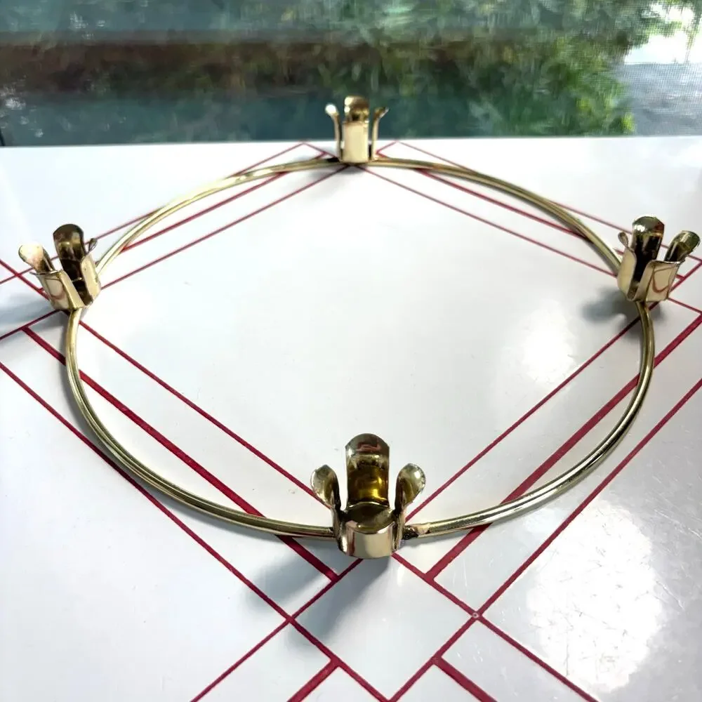 Vintage Gold Tone Brass Advent Candle Wreath Ring by General Wax Co